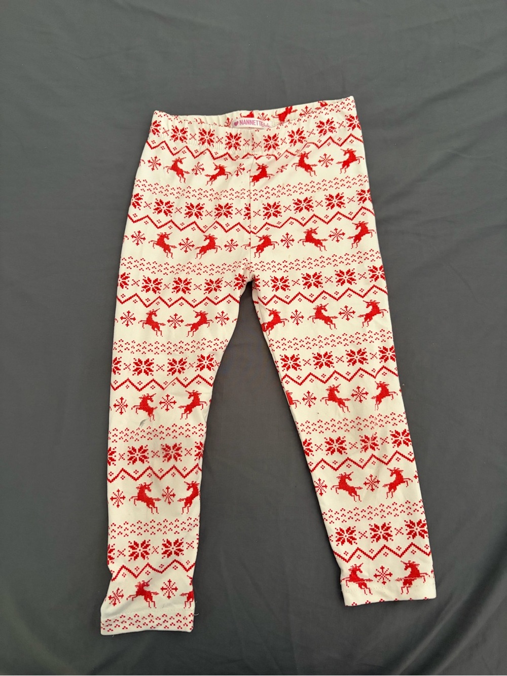 Nannette White & Red Holiday Reindeer Leggings
